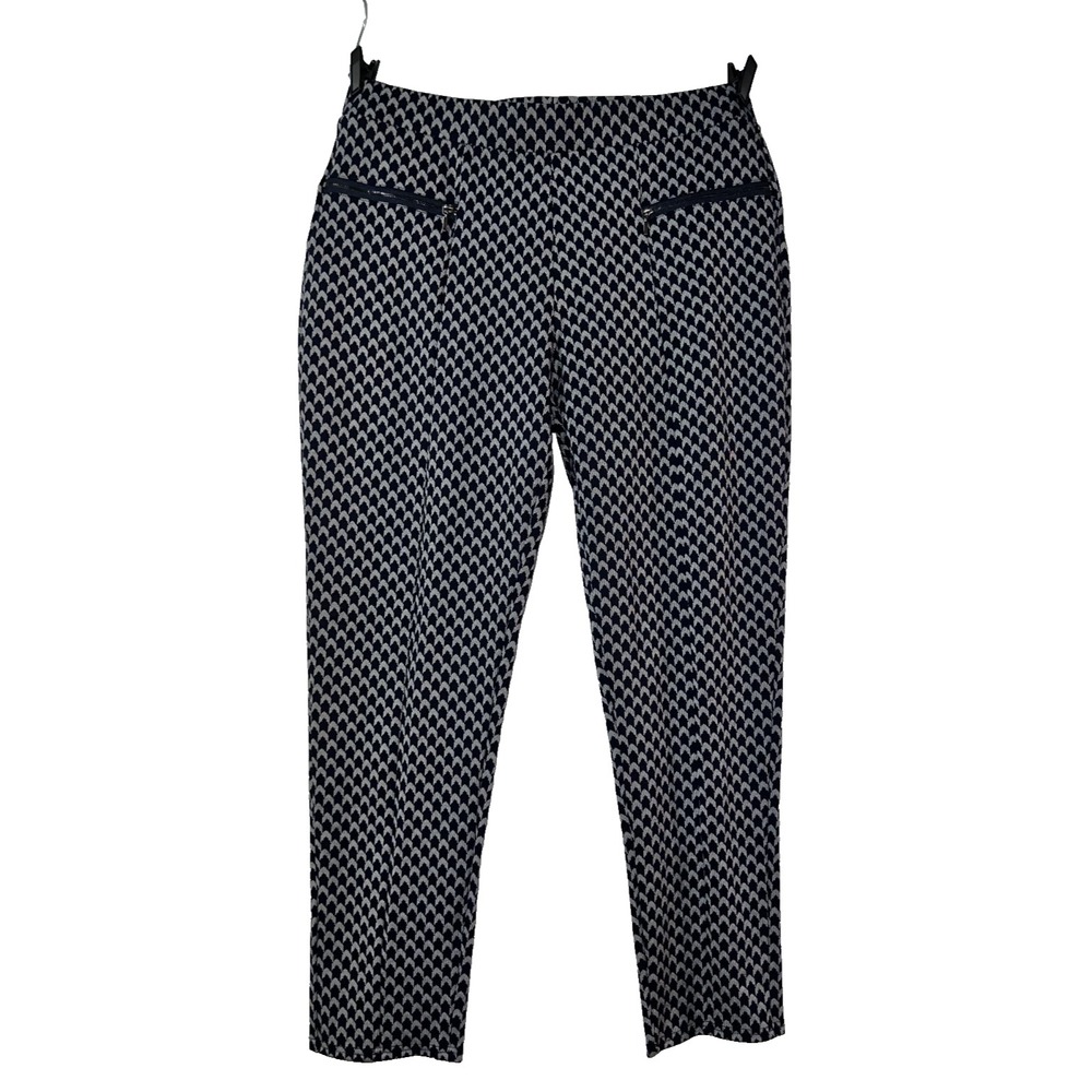 Classic Concepts Navy White Chevron Geometric Pull On Pants Womens Size 2XL
